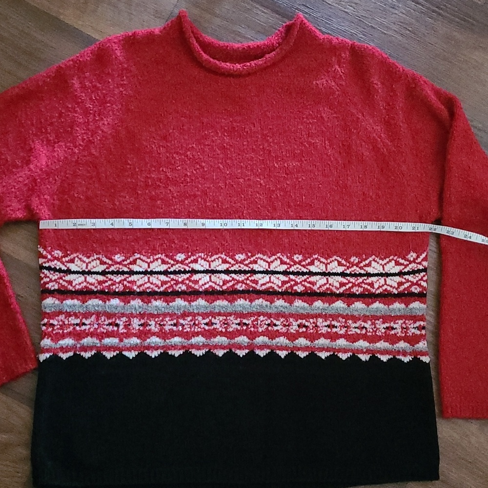 Vintage Studio Works Christmas Fair Isle Boucle Sweater, Women's XL, Red - Picture 6 of 7